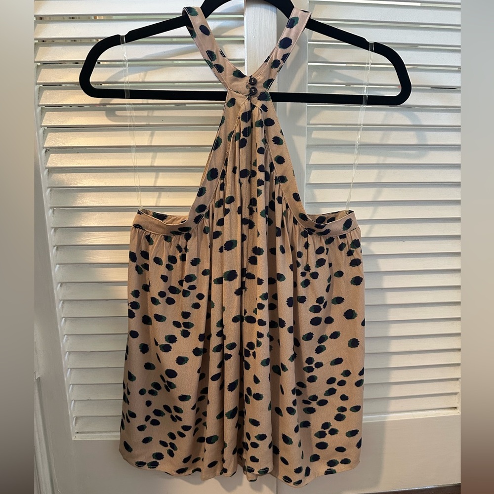 Entro Tan Navy & Dark Green Swing Halter Tank